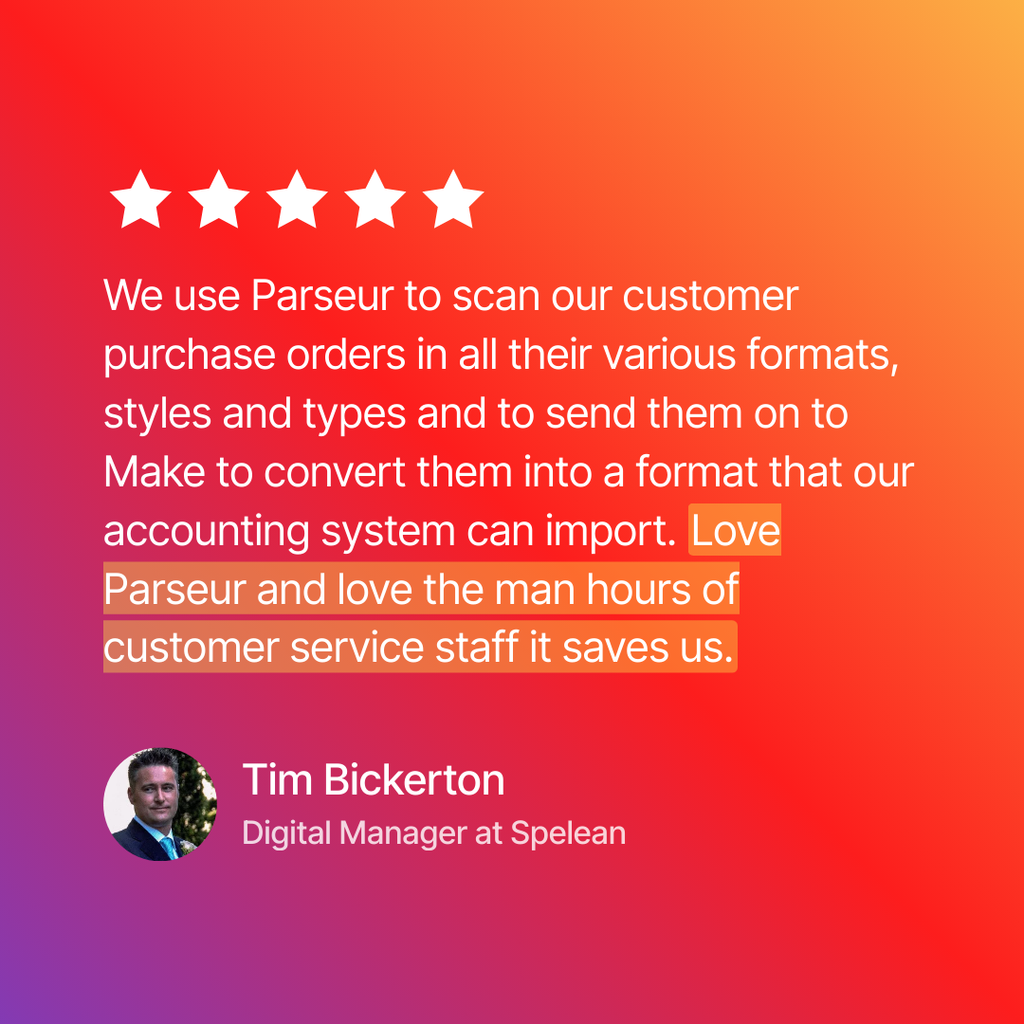 Review from a happy client A screen capture of review