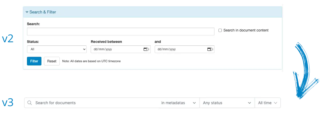 Redesigned search and filter A screen capture of search and filter