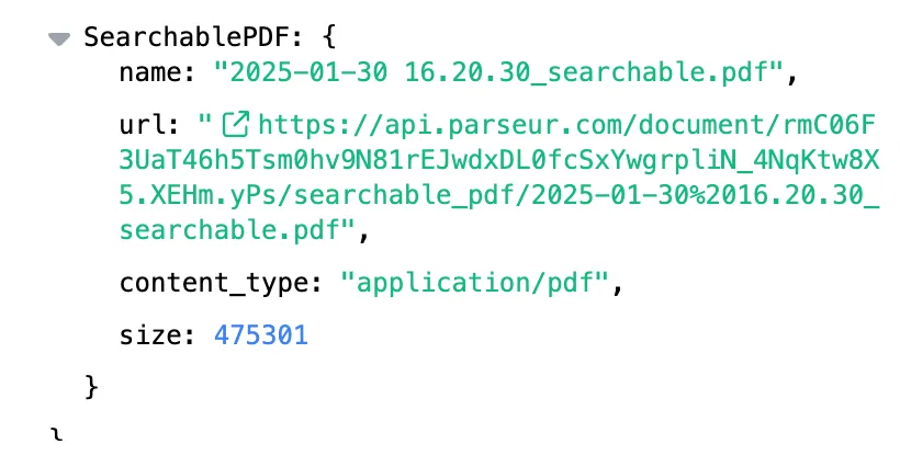 Searchable PDF Link A screen capture of searchable pdf link