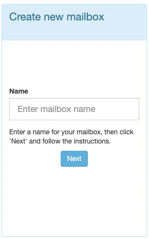 Enter a name for your mailbox A screen capture of mailbox