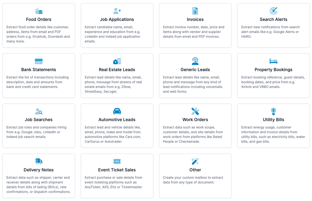 List of all parser types available