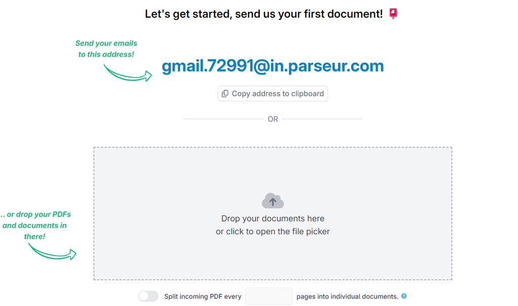null Parseurは最初のメールを待っています