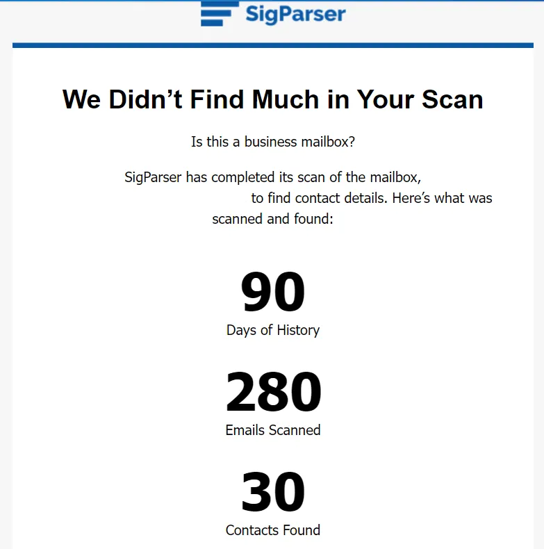SigParser specializes in extracting contact details from email signatures A screenshot of sigparser