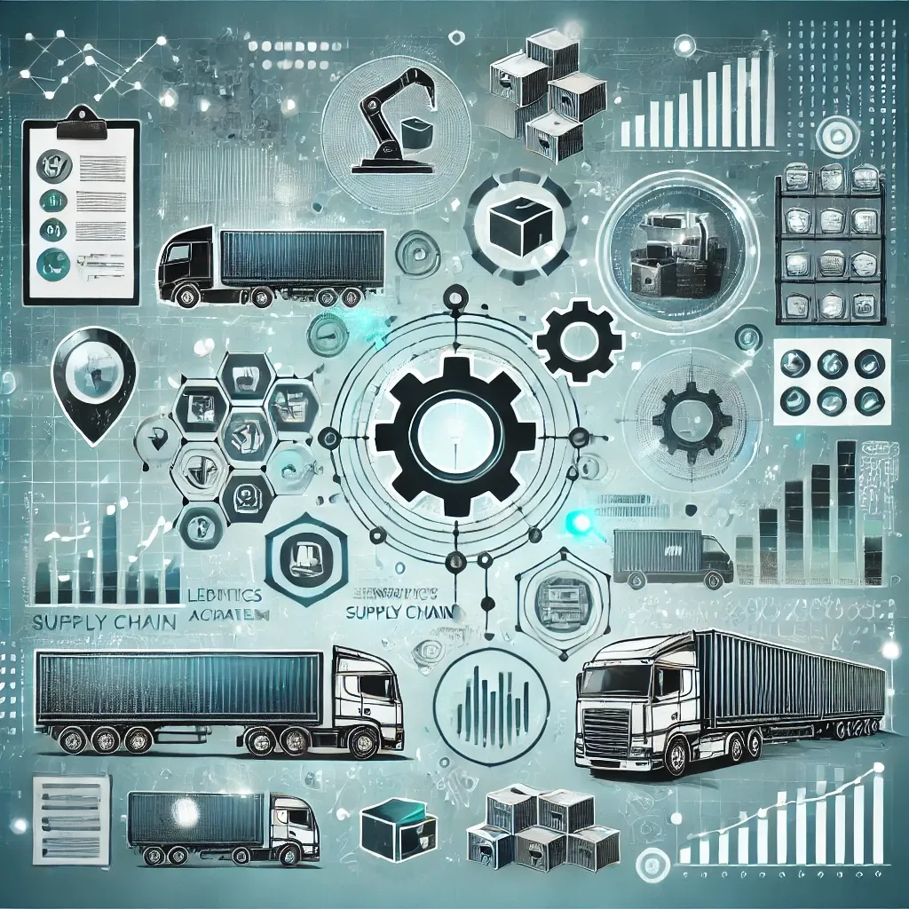 a visual representing logistics and supply chain automation with AI