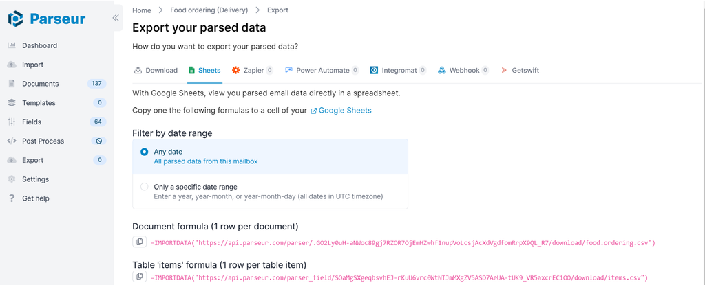 Use the second formula for table items