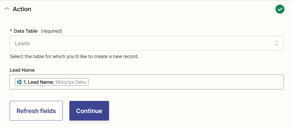 Use the parsed data to create the record