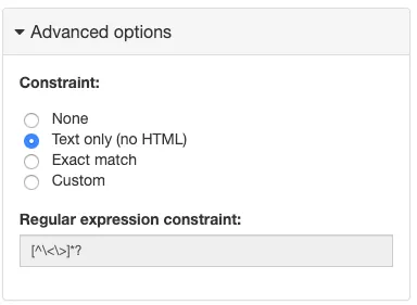 New predefined constraints for fields A screen capture of New predefined constraints for fields