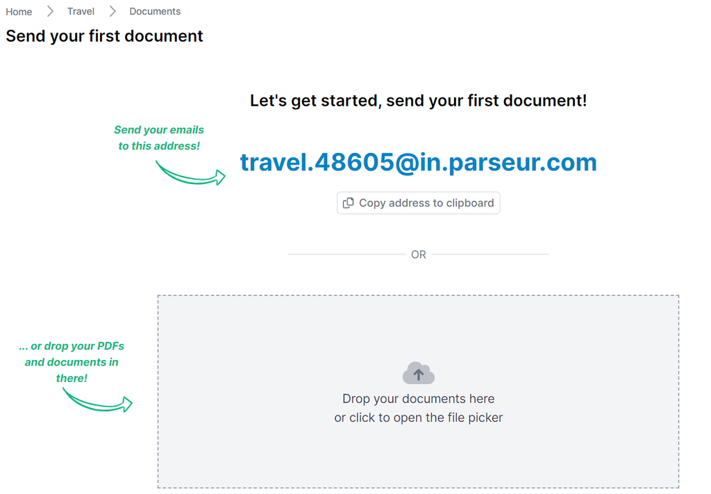 Create a travel mailbox A screen capture of travel mailbox