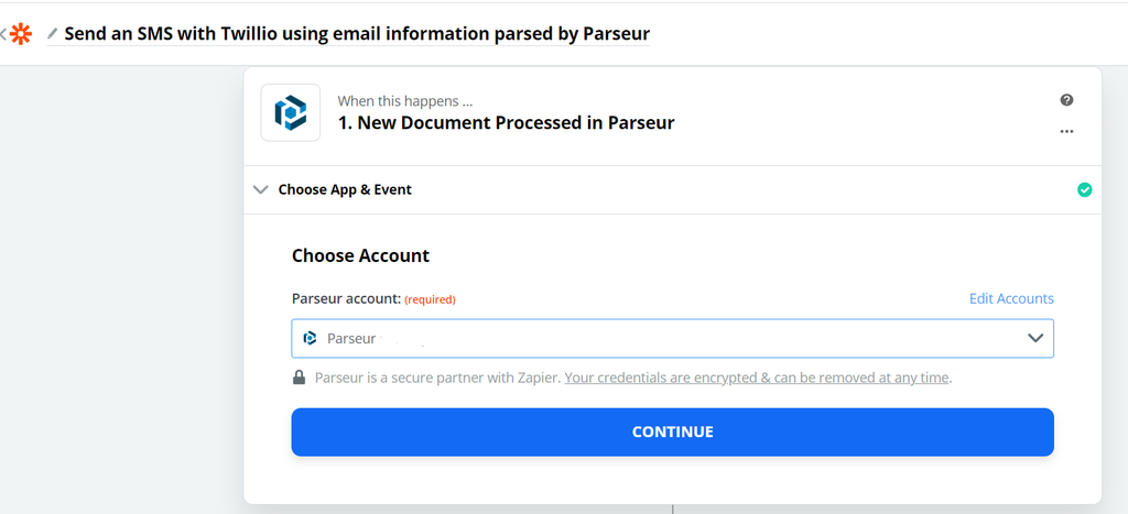 Choose Parseur account
