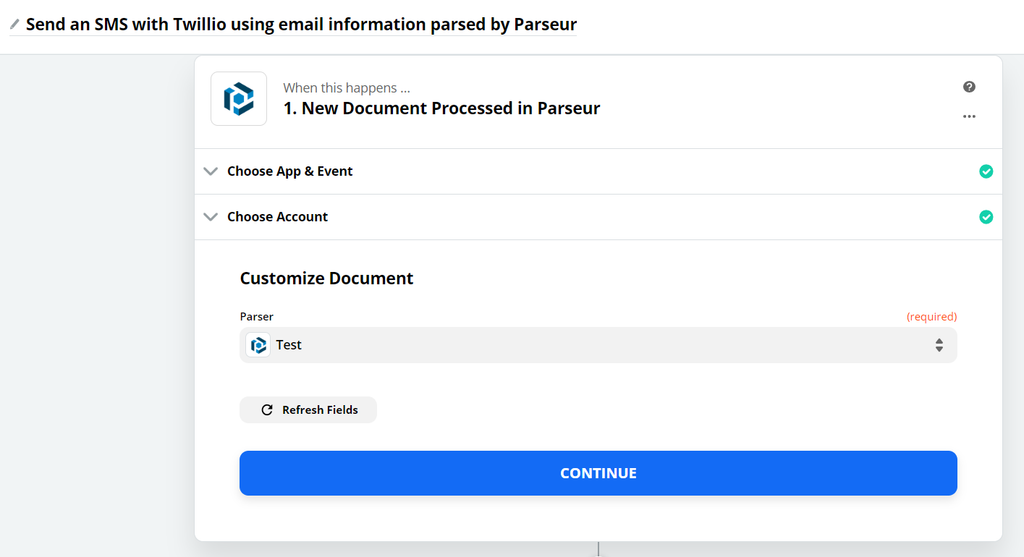 Choose Parseur mailbox