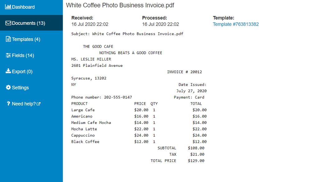 Parseur receives your email