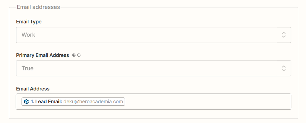 Customize contact using parsed data (cont.)