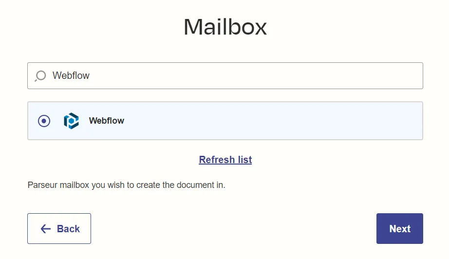 Choose the Parseur mailbox