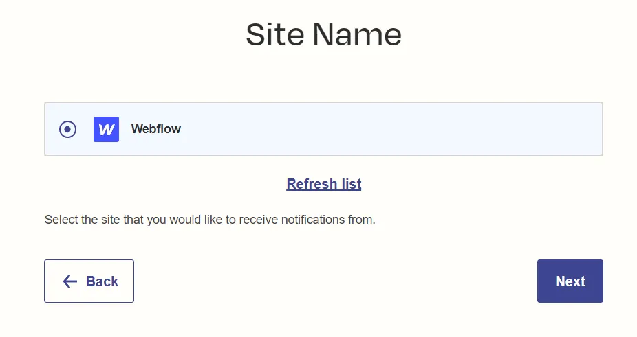 Choose your Webflow site