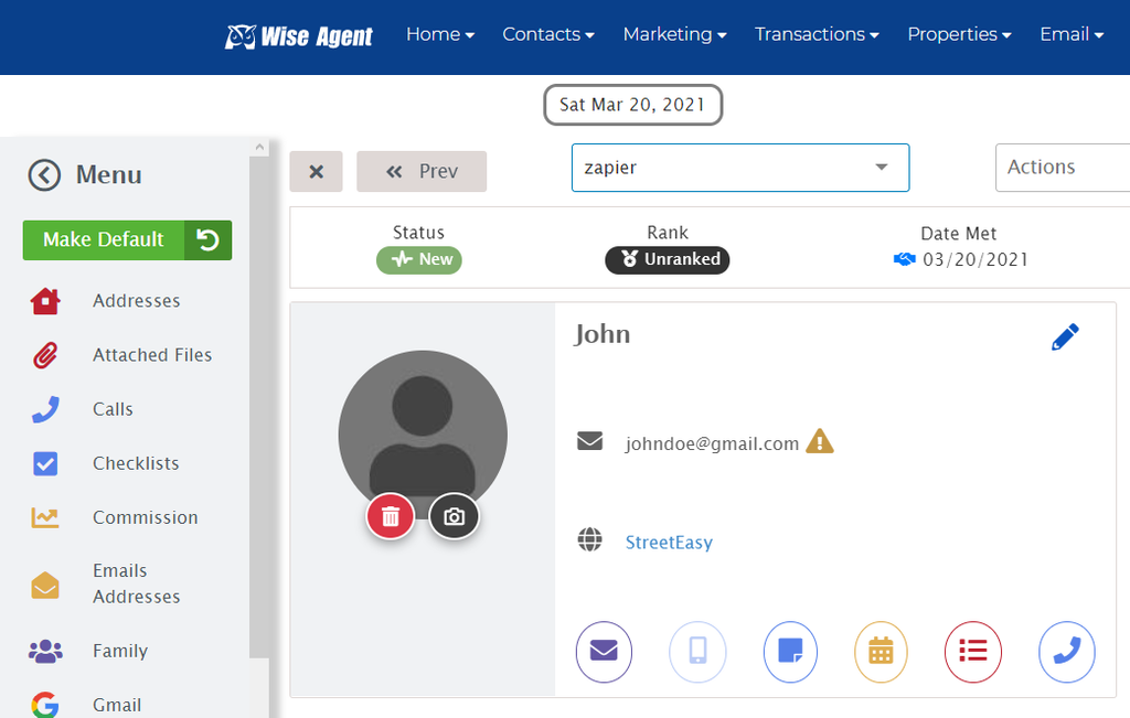 Lead added automatically in Wise Agent
