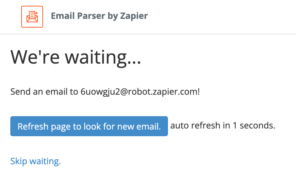 Zapier email parser - forward emails A screen capture