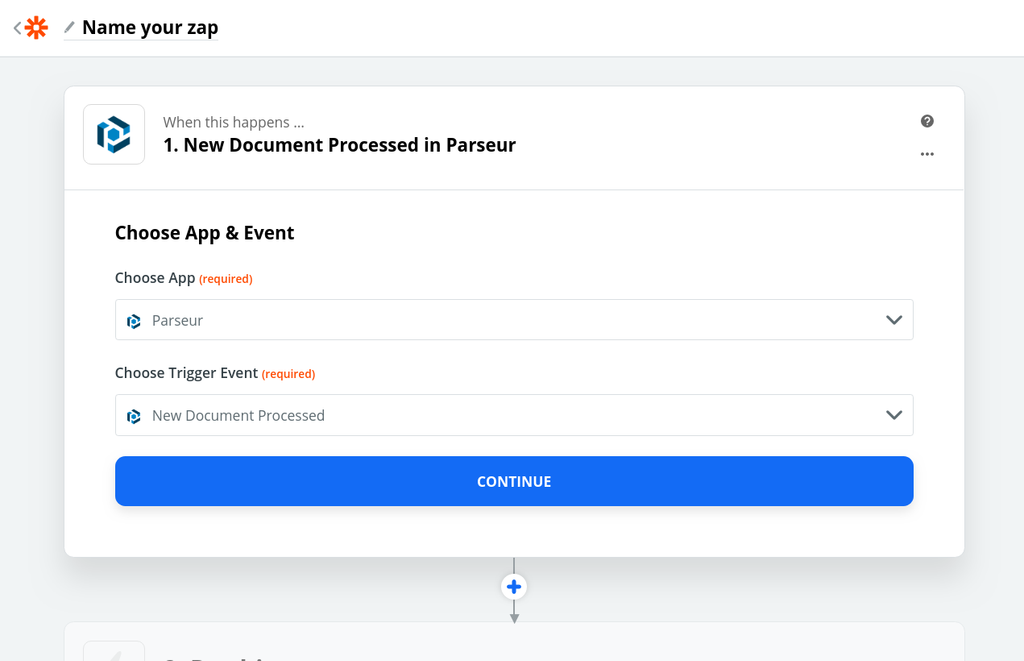 Select New Document Processed trigger event