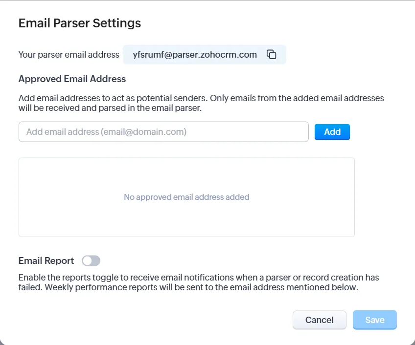 Always add senders as authorized recipients A screen capture of zoho email