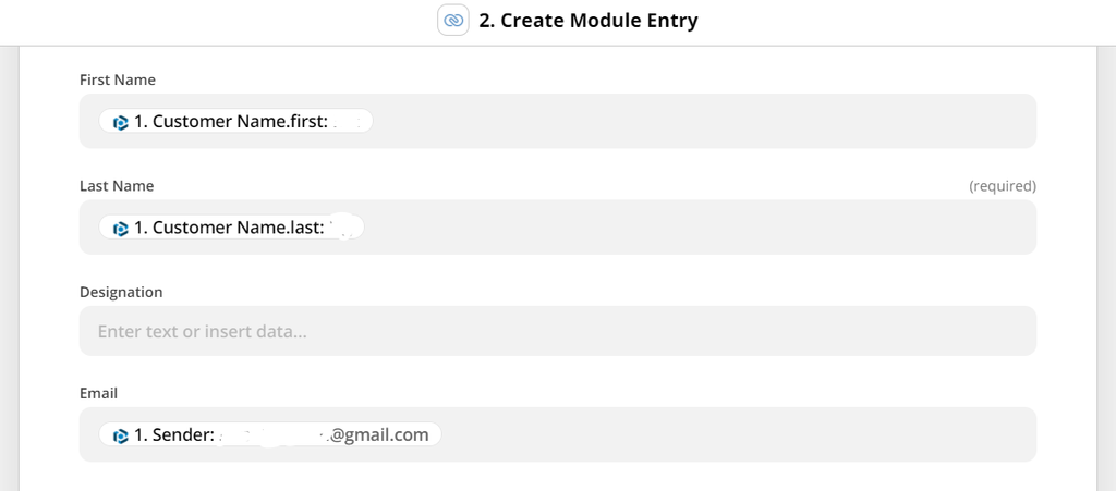 Customize the parsed data to be sent to Zoho CRM (cont.)