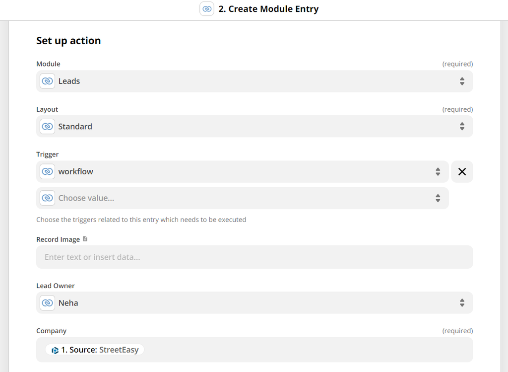 Customize the parsed data to be sent to Zoho CRM