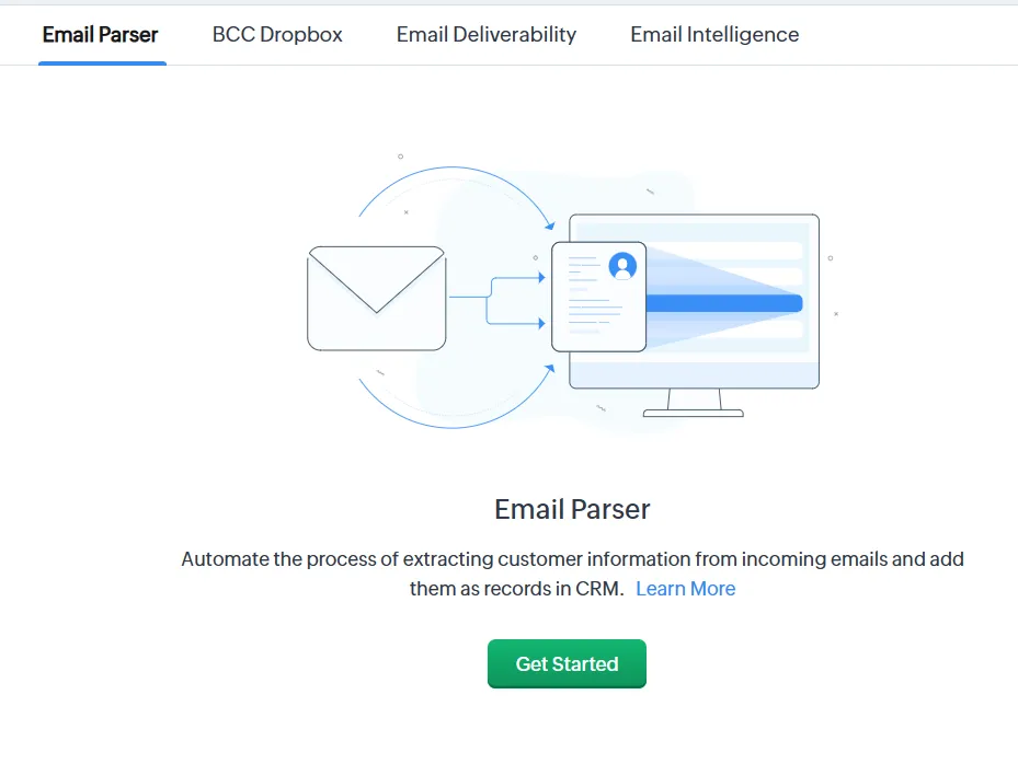 Zoho email parser A screen capture of zoho email parser
