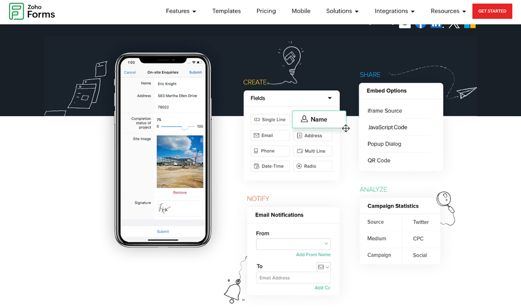 Zoho Forms A screen capture of Zoho forms